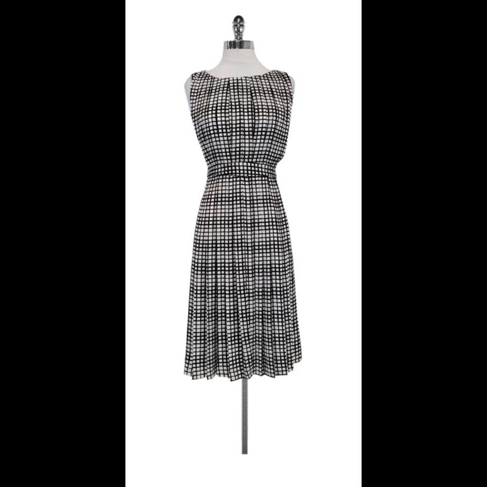 L’Agence Black and White pleated dress